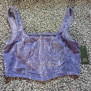 lilac wild fable velvet crop top size L